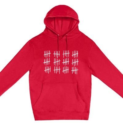 60th Birthday Anniversary 60 Tally Marks Premium Pullover Hoodie