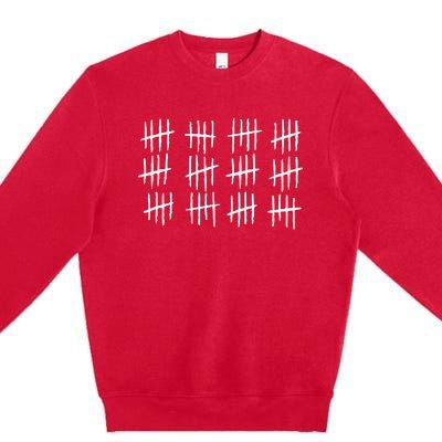 60th Birthday Anniversary 60 Tally Marks Premium Crewneck Sweatshirt