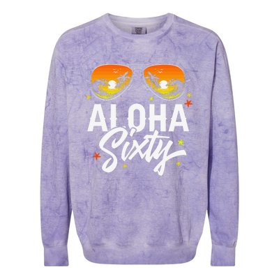 60th Birthday Aloha Beach Tropical Vacation Party Sunglasses Colorblast Crewneck Sweatshirt