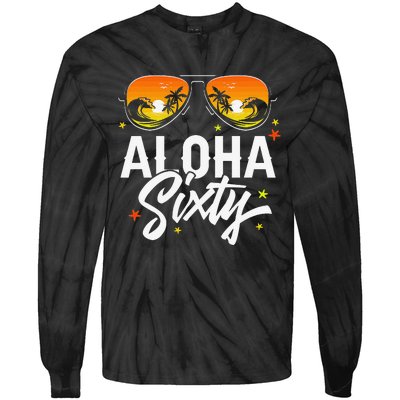 60th Birthday Aloha Beach Tropical Vacation Party Sunglasses Tie-Dye Long Sleeve Shirt