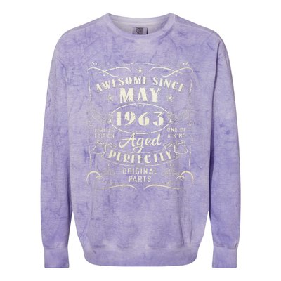 60th Birthday Awesome Since May 1963 60 Years Old Gift Colorblast Crewneck Sweatshirt