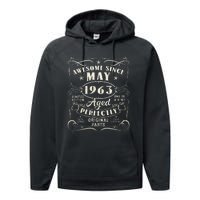 60th Birthday Awesome Since May 1963 60 Years Old Gift Performance Fleece Hoodie