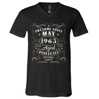 60th Birthday Awesome Since May 1963 60 Years Old Gift V-Neck T-Shirt