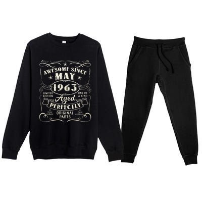 60th Birthday Awesome Since May 1963 60 Years Old Gift Premium Crewneck Sweatsuit Set