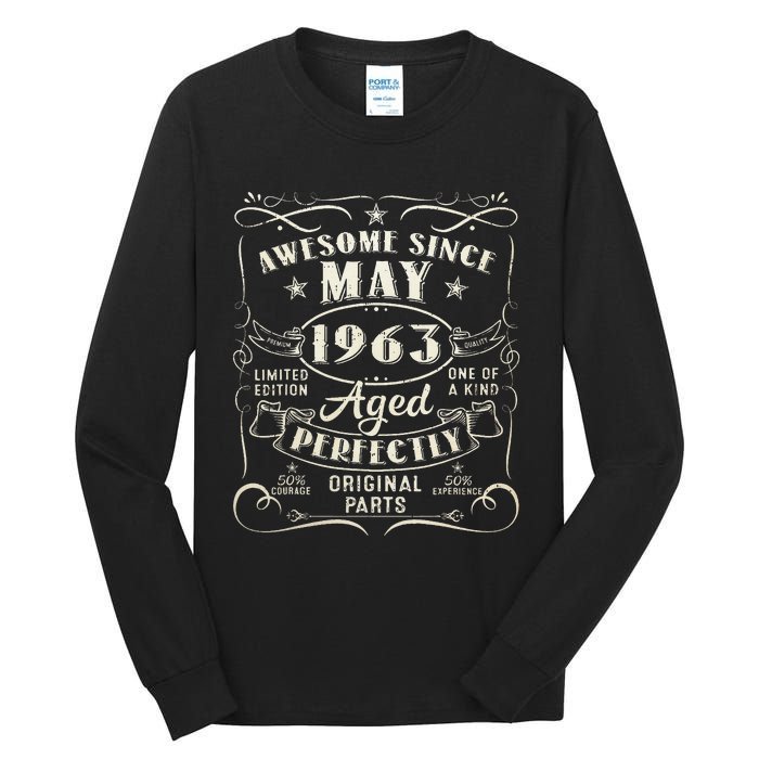 60th Birthday Awesome Since May 1963 60 Years Old Gift Tall Long Sleeve T-Shirt