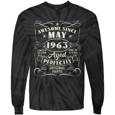 60th Birthday Awesome Since May 1963 60 Years Old Gift Tie-Dye Long Sleeve Shirt