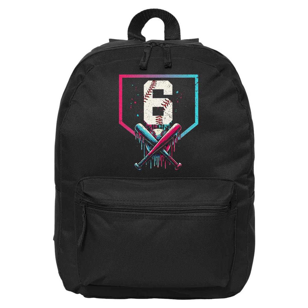6th Birthday Baseball Home Plate Drip Ice Cream Sprinkle Gift 16 in Basic Backpack
