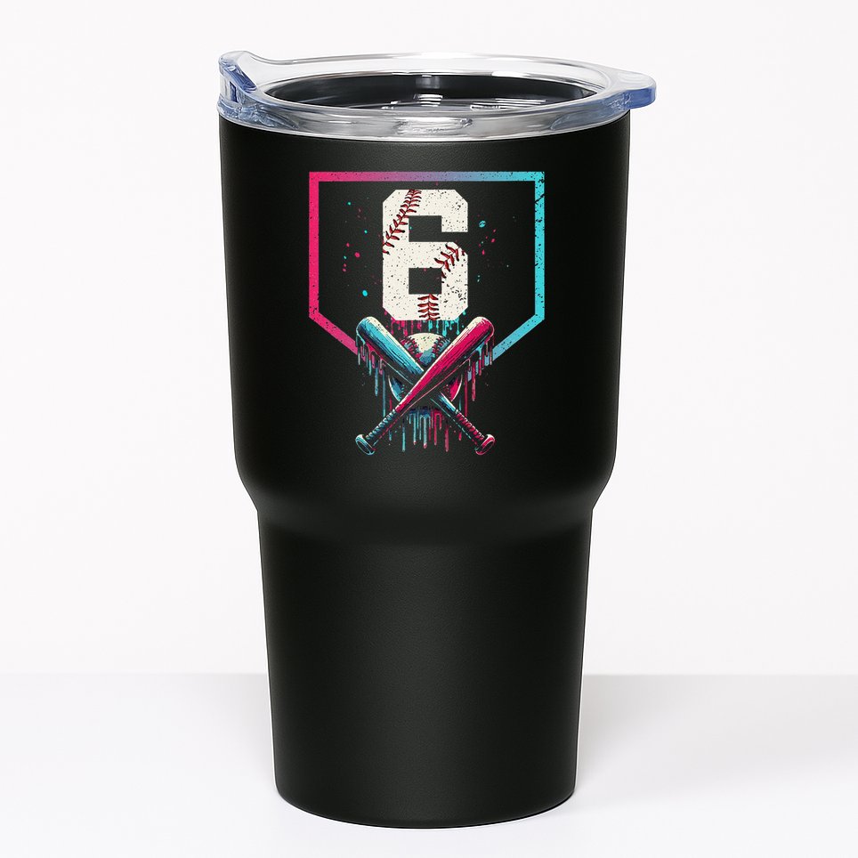 6th Birthday Baseball Home Plate Drip Ice Cream Sprinkle Gift Tumbler
