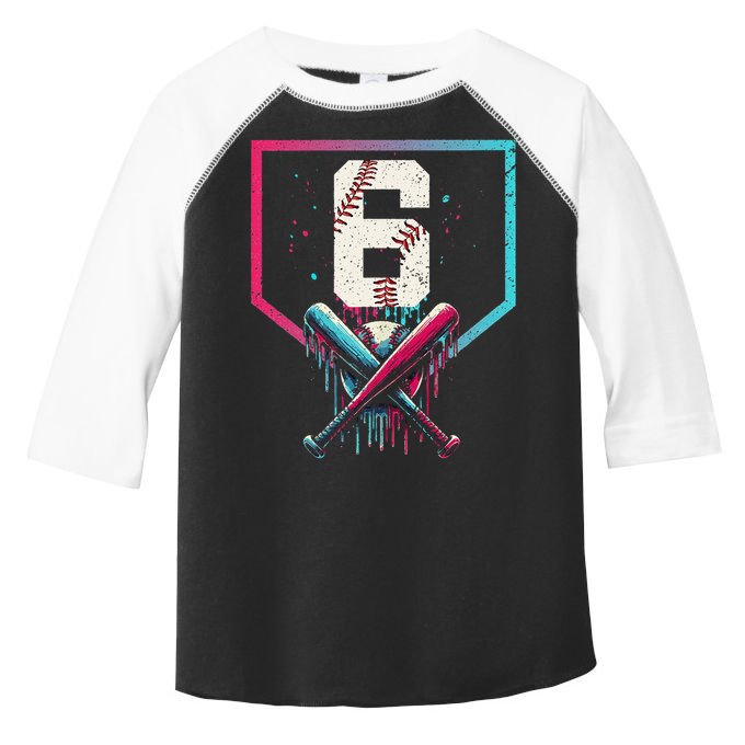 6th Birthday Baseball Home Plate Drip Ice Cream Sprinkle Gift Toddler Fine Jersey T-Shirt