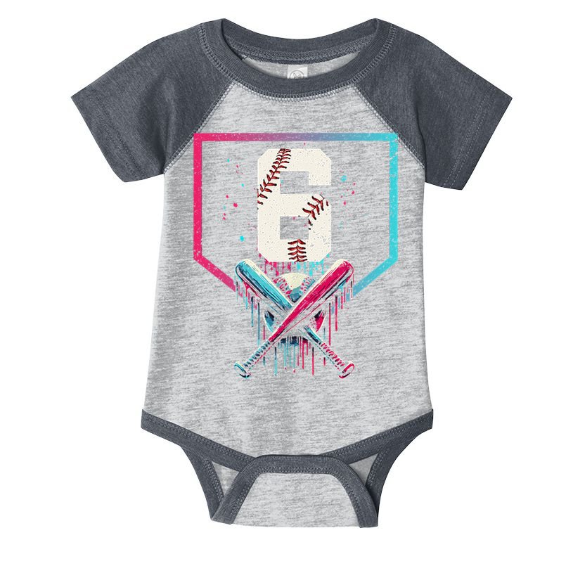 6th Birthday Baseball Home Plate Drip Ice Cream Sprinkle Gift Infant Baby Jersey Bodysuit