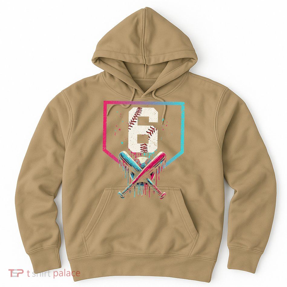 6th Birthday Baseball Home Plate Drip Ice Cream Sprinkle Gift Hoodie