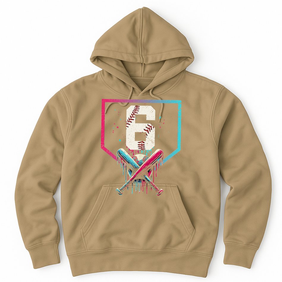 6th Birthday Baseball Home Plate Drip Ice Cream Sprinkle Gift Hoodie