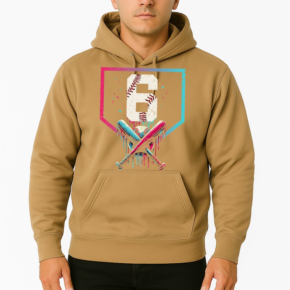 6th Birthday Baseball Home Plate Drip Ice Cream Sprinkle Gift Hoodie