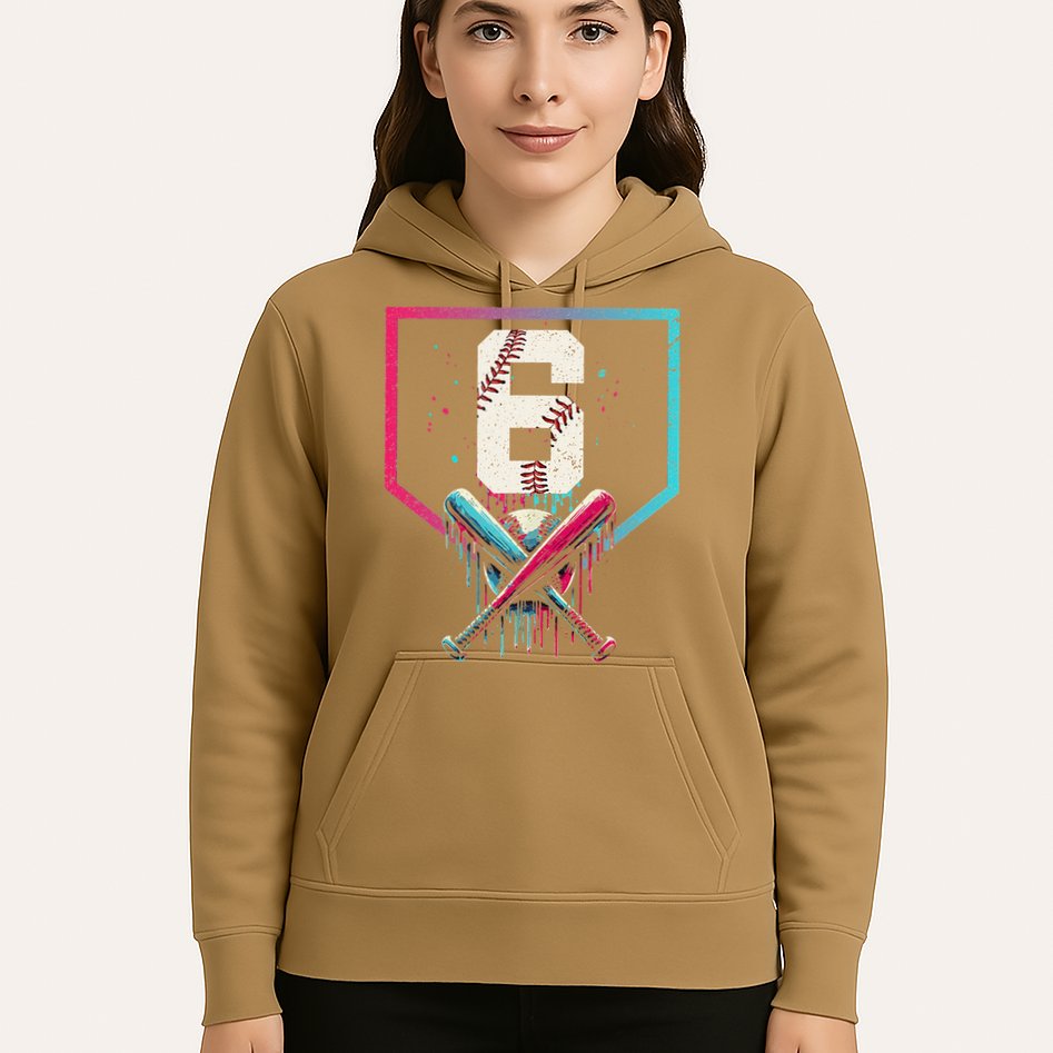 6th Birthday Baseball Home Plate Drip Ice Cream Sprinkle Gift Hoodie