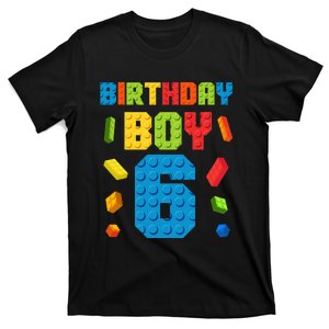 6th Birthday Building Bricks Master Builder Age 6 T-Shirt