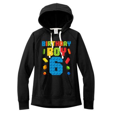 6th Birthday Building Bricks Master Builder Age 6 Women's Fleece Hoodie