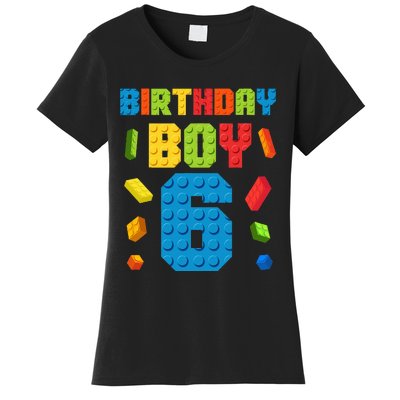 6th Birthday Building Bricks Master Builder Age 6 Women's T-Shirt