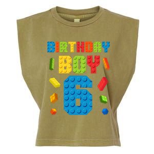 6th Birthday Building Bricks Master Builder Age 6 Garment-Dyed Women's Muscle Tee