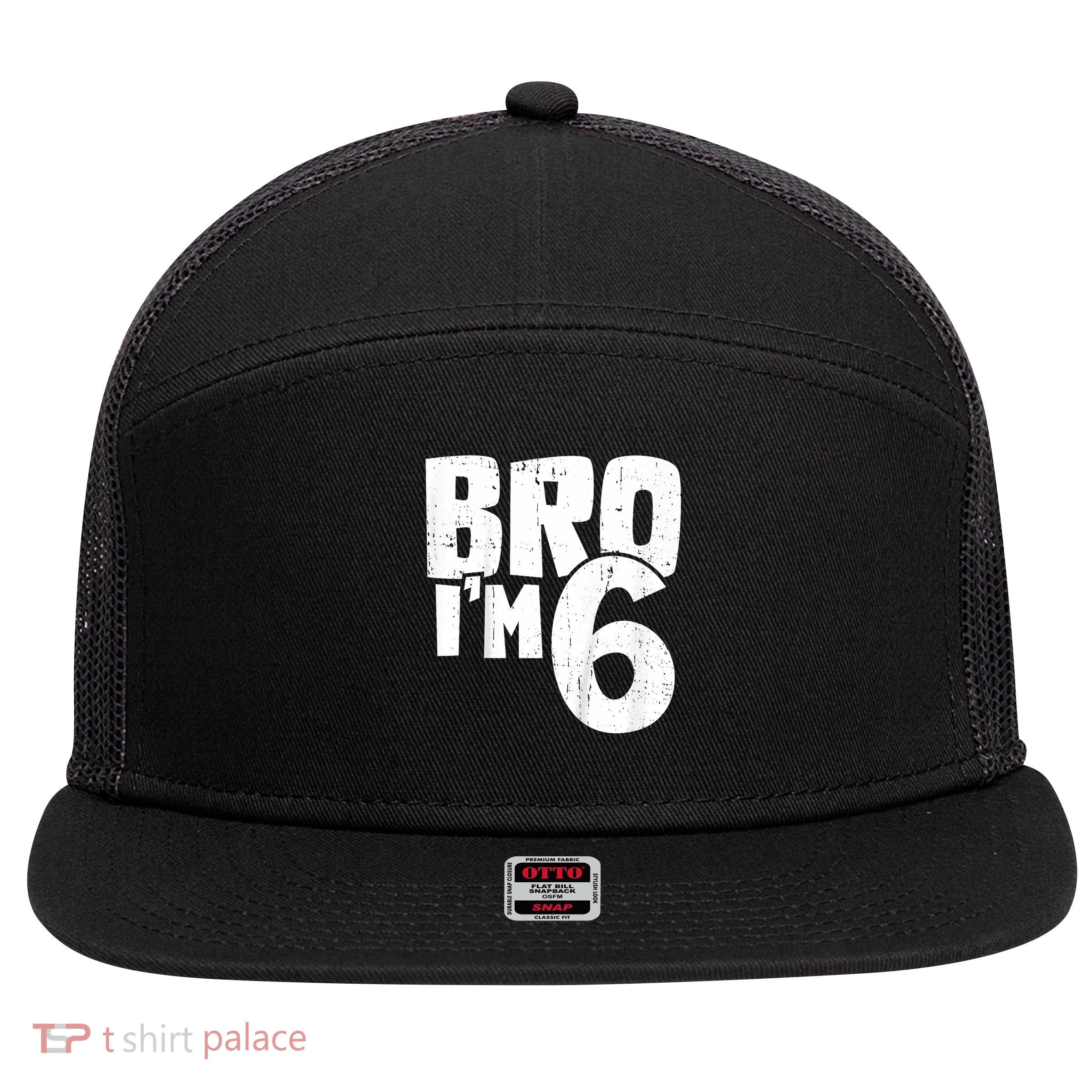 6th Birthday Boy Bro I’m 6 Year Old 7 Panel Mesh Trucker Snapback Hat