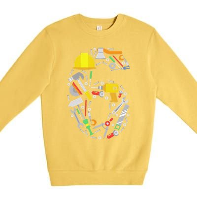 6th Birthday Builder Workman Handyman Tools Premium Crewneck Sweatshirt