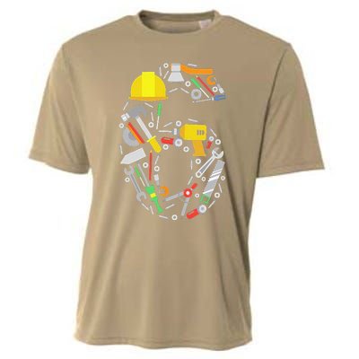 6th Birthday Builder Workman Handyman Tools Cooling Performance Crew T-Shirt