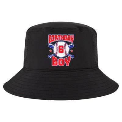 6th Birthday Baseball Big Number Six 6 Year Old Boy Girl Cool Comfort Performance Bucket Hat