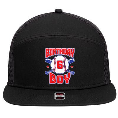 6th Birthday Baseball Big Number Six 6 Year Old Boy Girl 7 Panel Mesh Trucker Snapback Hat