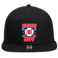 6th Birthday Baseball Big Number Six 6 Year Old Boy Girl 7 Panel Mesh Trucker Snapback Hat