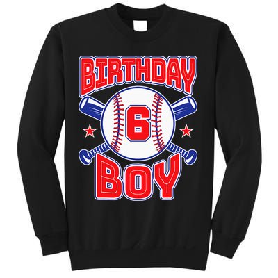 6th Birthday Baseball Big Number Six 6 Year Old Boy Girl Sweatshirt