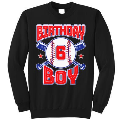 6th Birthday Baseball Big Number Six 6 Year Old Boy Girl Sweatshirt