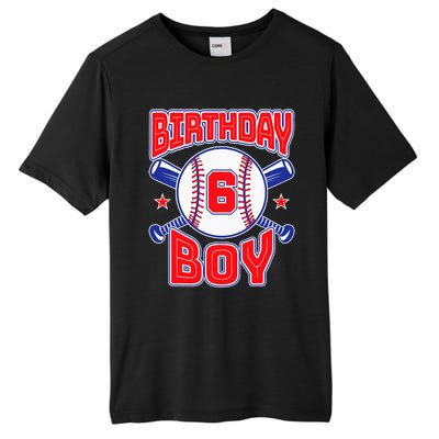 6th Birthday Baseball Big Number Six 6 Year Old Boy Girl Tall Fusion ChromaSoft Performance T-Shirt