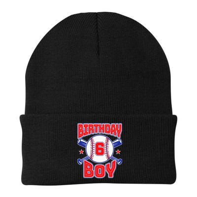 6th Birthday Baseball Big Number Six 6 Year Old Boy Girl Beanie