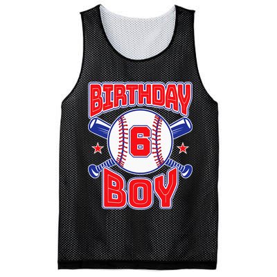 6th Birthday Baseball Big Number Six 6 Year Old Boy Girl Mesh Reversible Basketball Jersey Tank