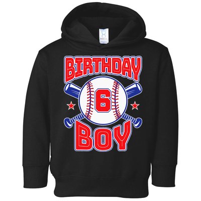 6th Birthday Baseball Big Number Six 6 Year Old Boy Girl Toddler Hoodie