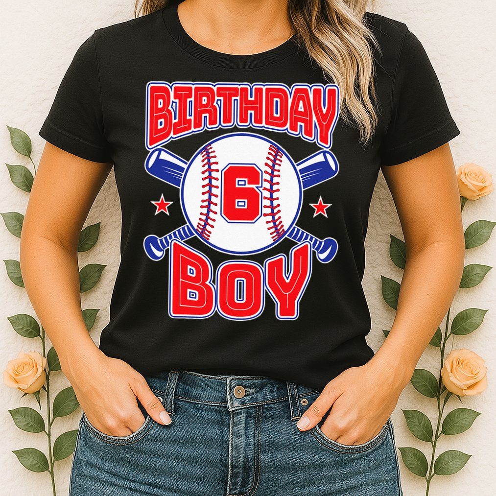 6th Birthday Baseball Big Number Six 6 Year Old Boy Girl Womens T-Shirt