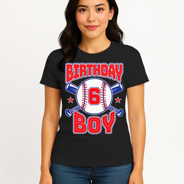 6th Birthday Baseball Big Number Six 6 Year Old Boy Girl Womens T-Shirt