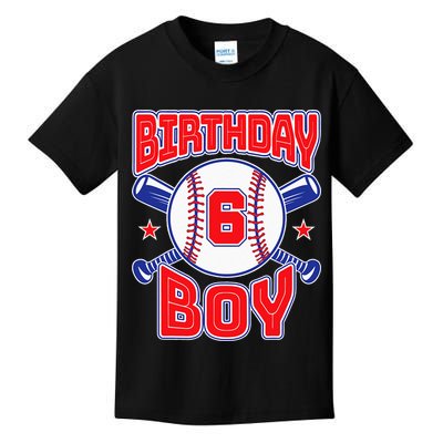 6th Birthday Baseball Big Number Six 6 Year Old Boy Girl Kids T-Shirt