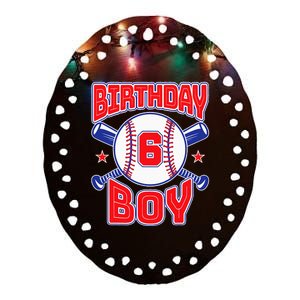 6th Birthday Baseball Big Number Six 6 Year Old Boy Girl Ceramic Oval Ornament