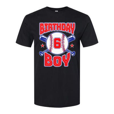 6th Birthday Baseball Big Number Six 6 Year Old Boy Girl Softstyle® CVC T-Shirt