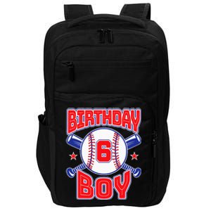 6th Birthday Baseball Big Number Six 6 Year Old Boy Girl Impact Tech Backpack