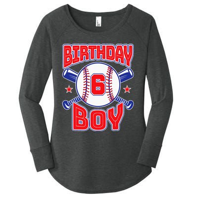 6th Birthday Baseball Big Number Six 6 Year Old Boy Girl Women's Perfect Tri Tunic Long Sleeve Shirt