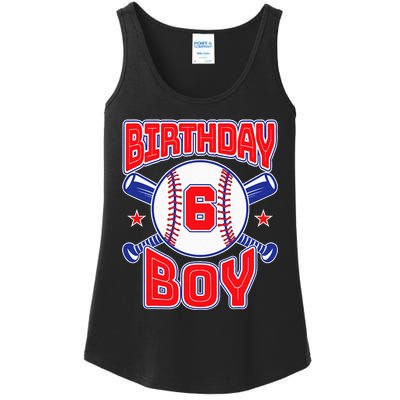 6th Birthday Baseball Big Number Six 6 Year Old Boy Girl Ladies Essential Tank