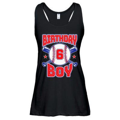 6th Birthday Baseball Big Number Six 6 Year Old Boy Girl Ladies Essential Flowy Tank