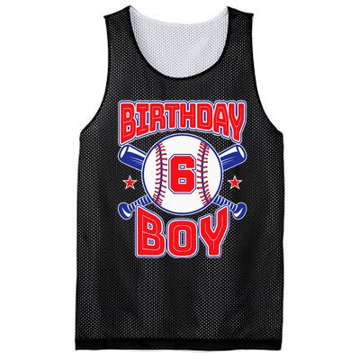 6th Birthday Baseball Big Number Six 6 Year Old Boy Girl Mesh Reversible Basketball Jersey Tank