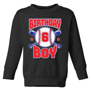 6th Birthday Baseball Big Number Six 6 Year Old Boy Girl Toddler Sweatshirt