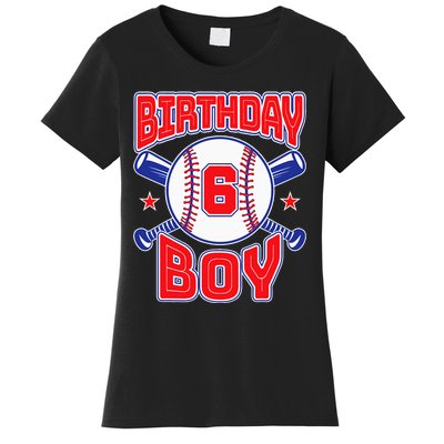 6th Birthday Baseball Big Number Six 6 Year Old Boy Girl Women's T-Shirt