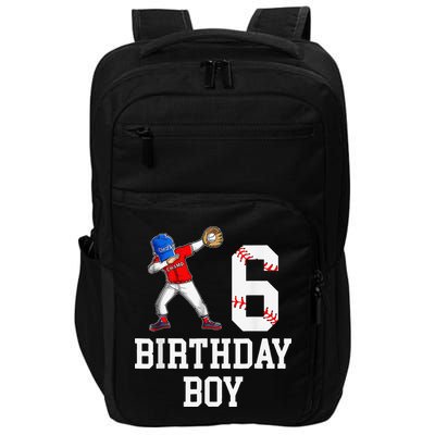 6th Birthday Baseball Big Number Six 6 Year Old Gift Impact Tech Backpack
