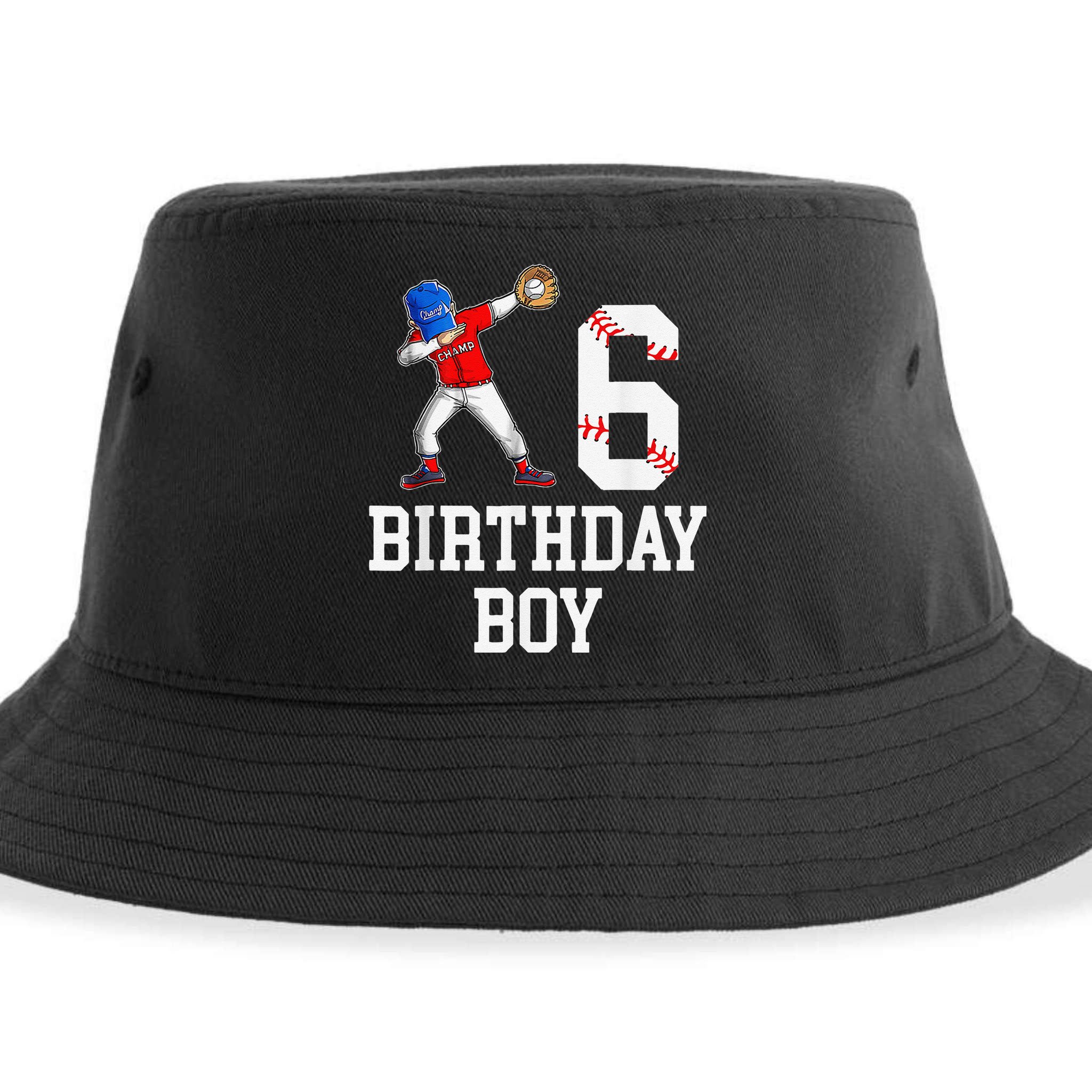 6th Birthday Baseball Big Number Six 6 Year Old Gift Sustainable Bucket Hat