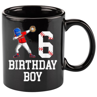 6th Birthday Baseball Big Number Six 6 Year Old Gift 11oz C Handle Ceramic Mug