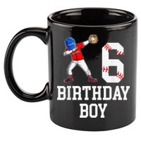 6th Birthday Baseball Big Number Six 6 Year Old Gift 11oz C Handle Ceramic Mug